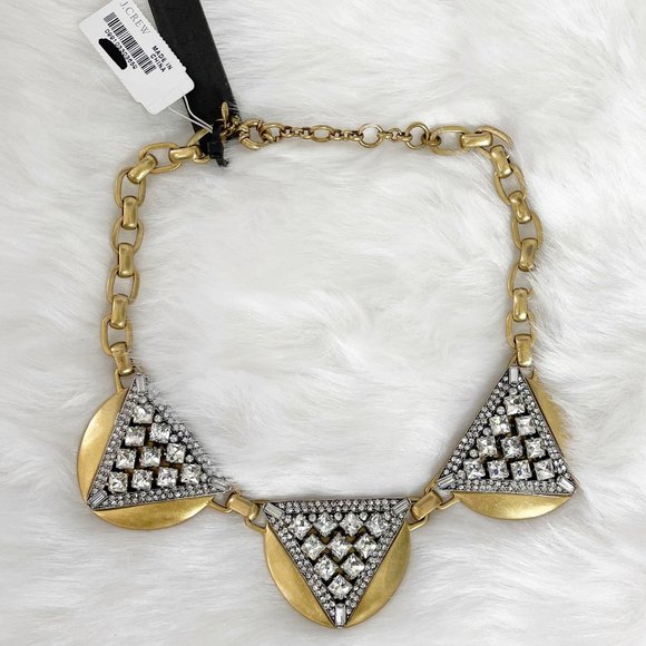 J. CREW Metallic Crystal Triangles Necklace - Picture 2 of 7